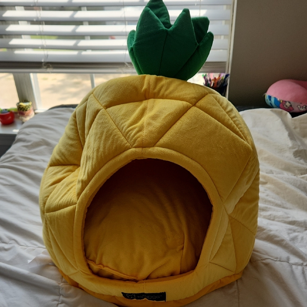 Cozy Pineapple Pet Bed - Yellow and Green